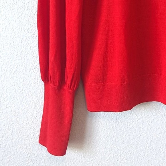 HALOGEN Red Bishop Sleeve Merino Blend Sweater SZ L - Picture 3 of 10